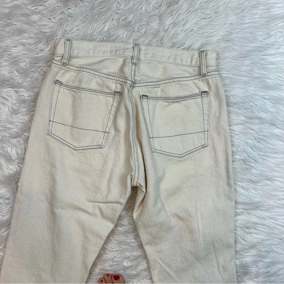 NWOT NSF Slouchy Straight Distressed Jeans Chalk Off-White Designer Casual 28 - Picture 10 of 11